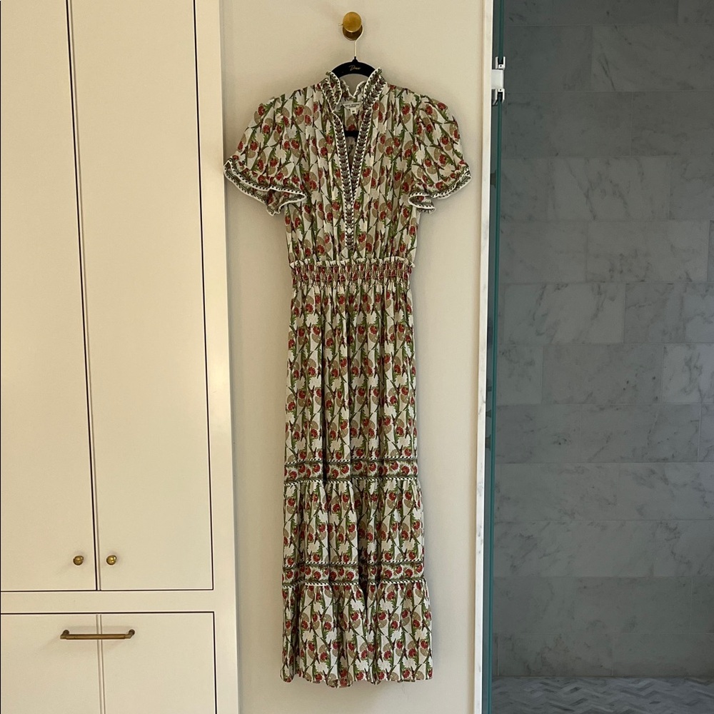 Max Studio Red and Green Patterned Maxi Dress